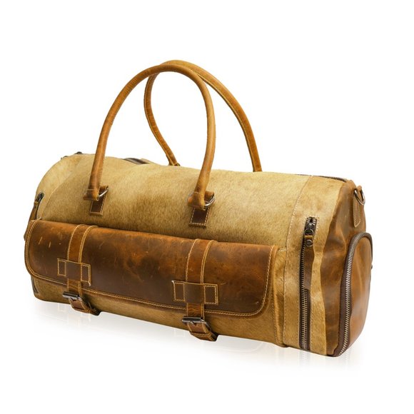 Leather Travel Bag Duffle Bag - Picture 10 of 13